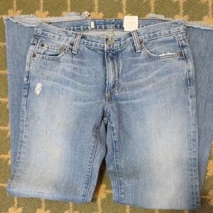 Gap 1969 Distressed Raw Hem Low Rise Bootcut Jeans SZ 8 Regular